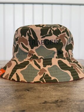 Traeger Camo Bucket Hat - Green & Tan - REVERSIBLE